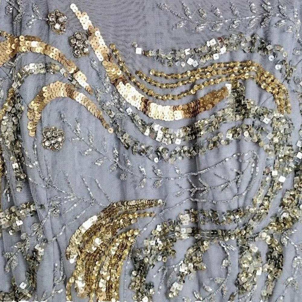 NWT MAC DUGGAL MOTHER OF THE BRIDE EMBELLISHED‎ SEQUIN PLATINUM DRESS 5217